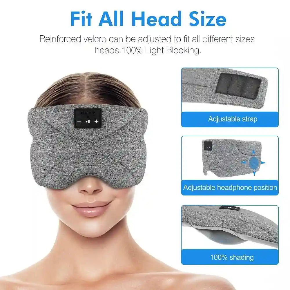 Bluetooth Sleep Headphones Eye Mask - Washable 3D Wireless Headset Tidesmit