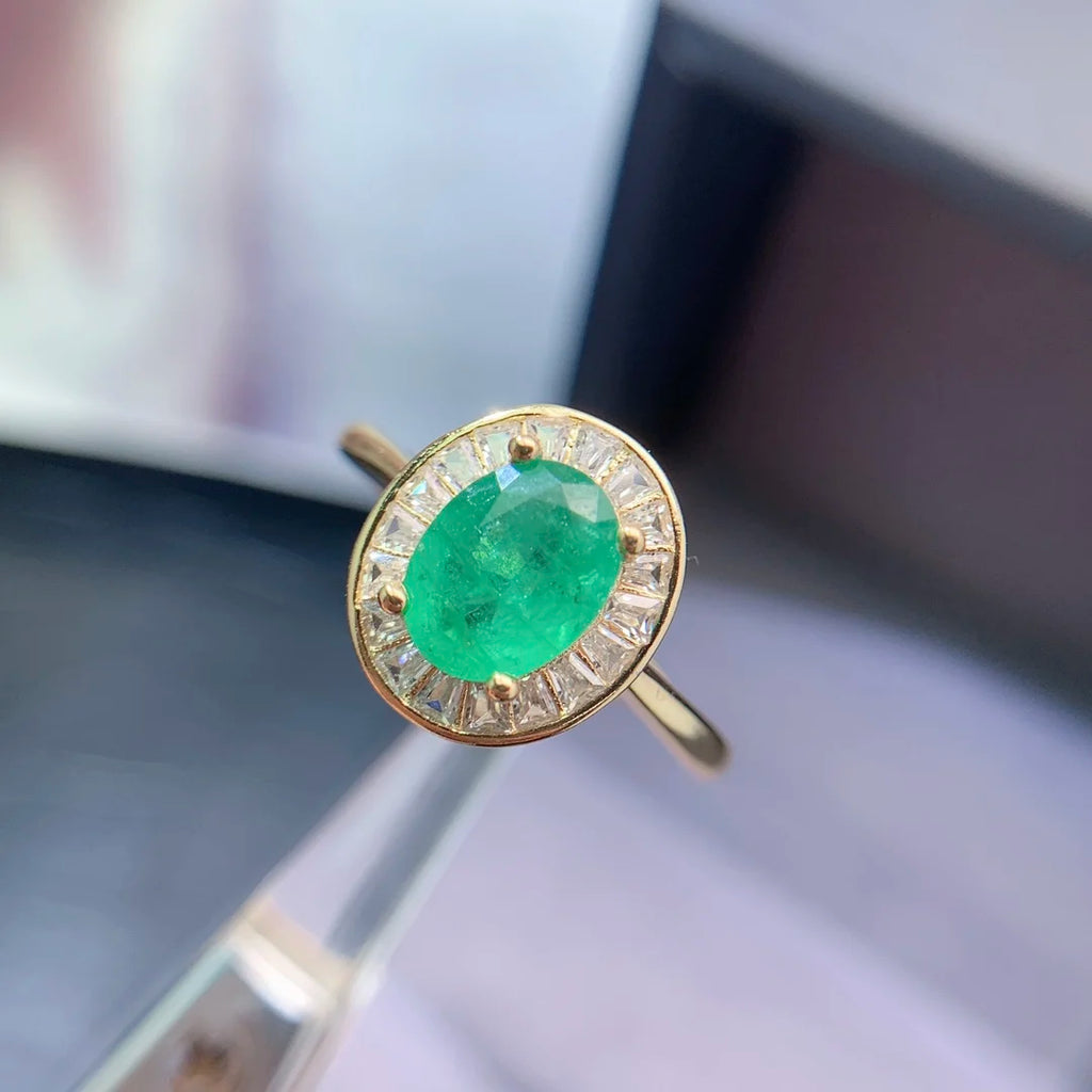 Good Price 925 Sterling Silver Natural Emerald Women's Wedding Ring Engagement Anniversary