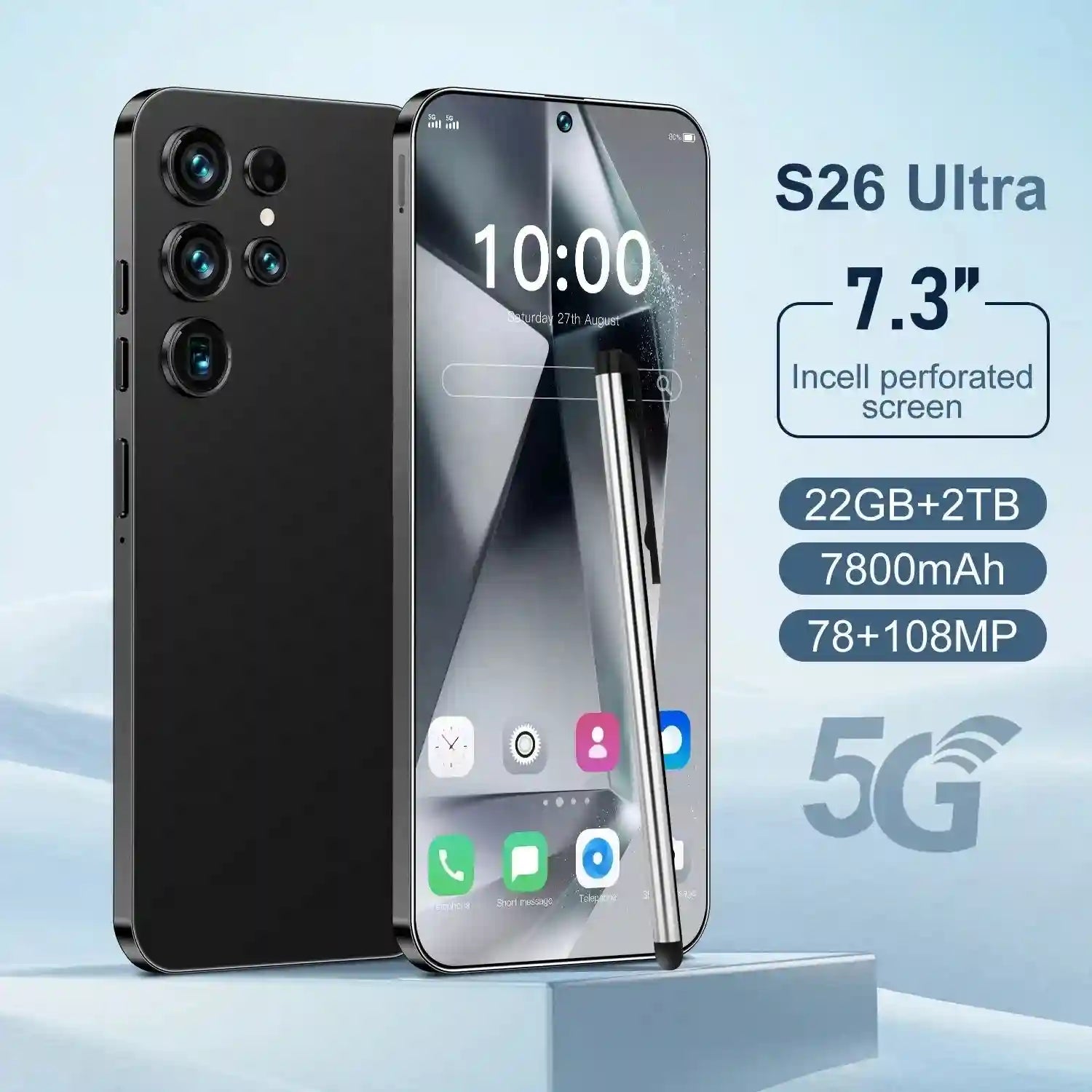 S26 Ultra 5G Smartphone – 22GB RAM, 2TB Storage, Dual SIM Unlocked Tidesmit