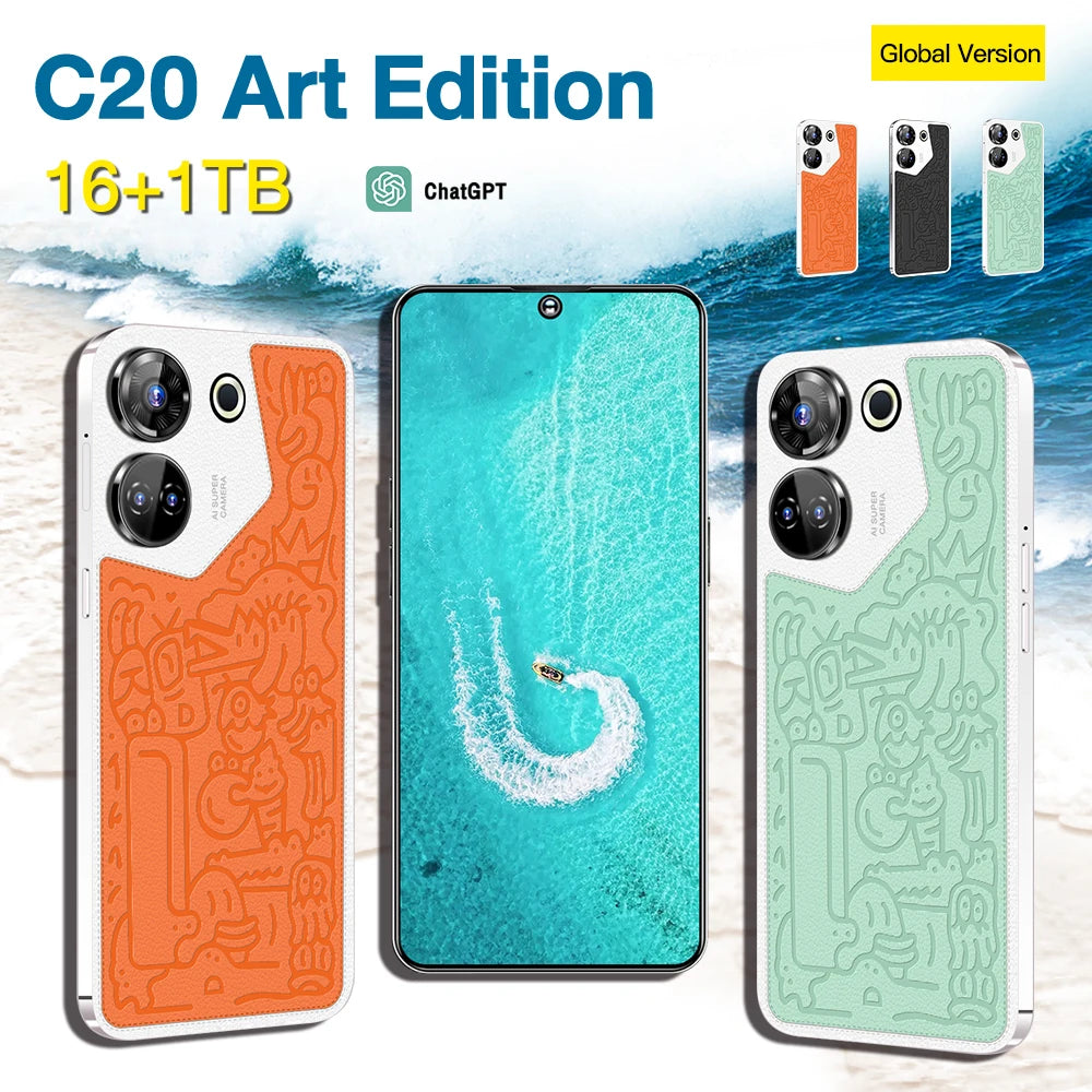 2025 Hot Sales New Smart Phone C20 Pro 7.3 Inch Android Cell Phone Global Version 16gb Ram 1tb Factory Activity Price
