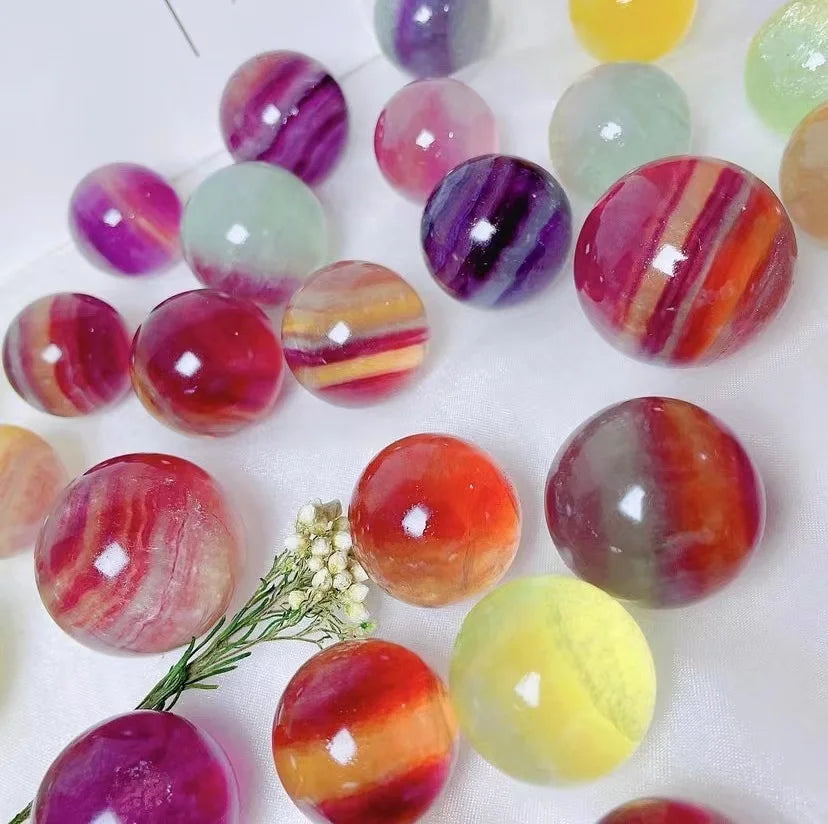 High Quality Crystal Healing Semi Precious Stone Craft Candy Fluorite Spheres