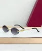 Luxury Designer Sunglasses for Men and Women Frameless Gold Titanium Metal Frame with UV400 Protection Fashionable Brand Case