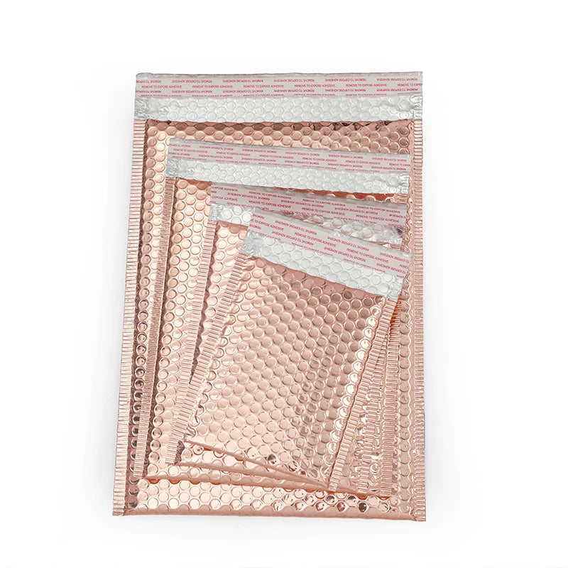 Rose gold bubble mailer envelope set with bubble texture