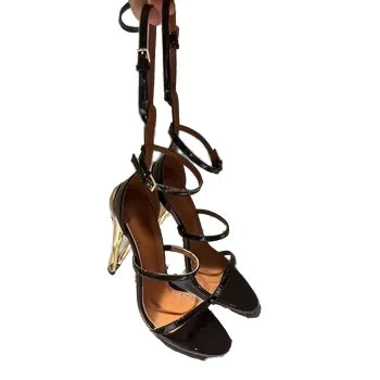 Luxury Shoes Highest Quality Famous Brand 2025 Fashion Show New Metal Plating Polishing Shaped Heel Outdoor Spring Summer for