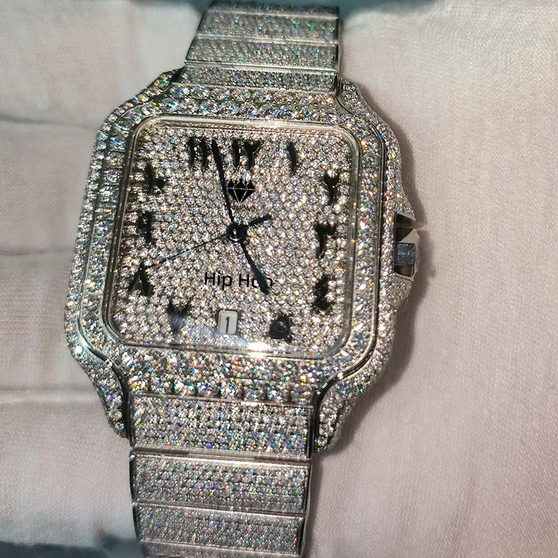 Top Fashion Luxury Automatic Moissanite Watch Beautifully Crafted Stainless Steel Custom Watch for Men's Watch