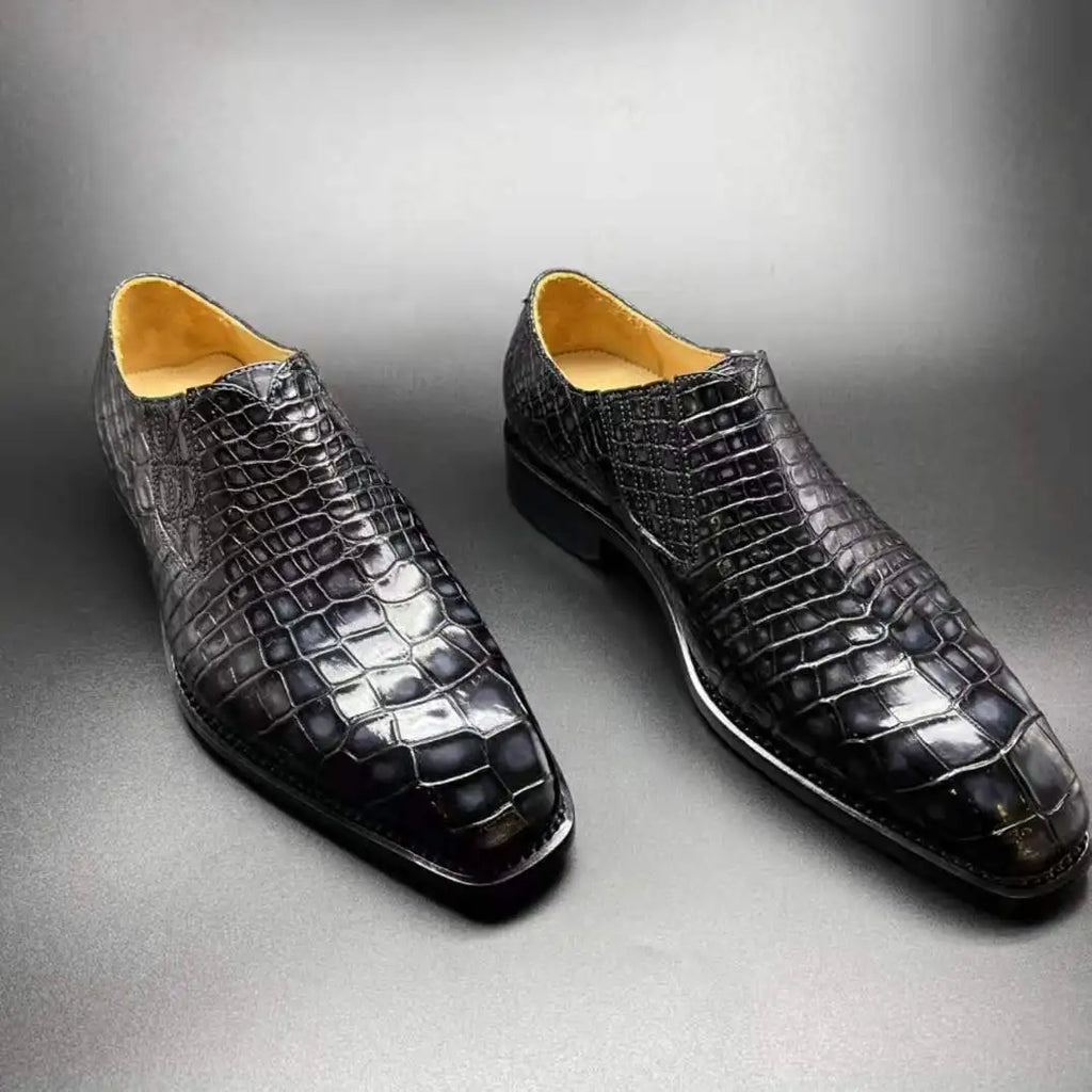Luxury Alligator Skin Branded Shoes Men Slip-on Business Loafer Shoes for Men Pure Crocodile Leather Goodyear Men's Dress Shoes