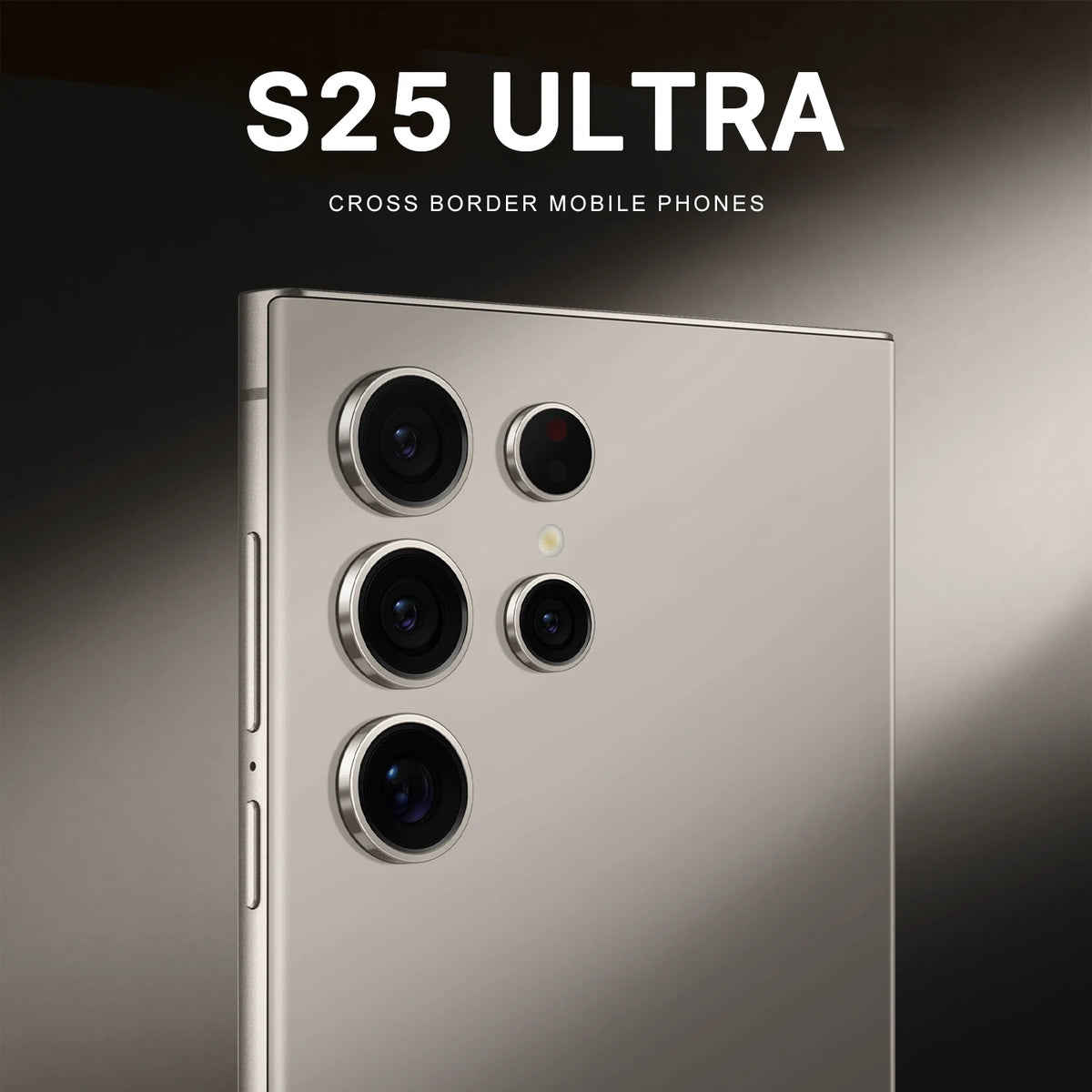 S25 Ultra 5G smartphone back in gold with four camera lenses and LED flash.