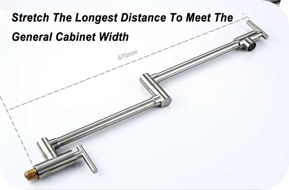 Brushed Nickel Kitchen Faucet Brass Wall Mounted Pot Filler Swivel Folding Retractable Rotary Stretch Kitchen Tap