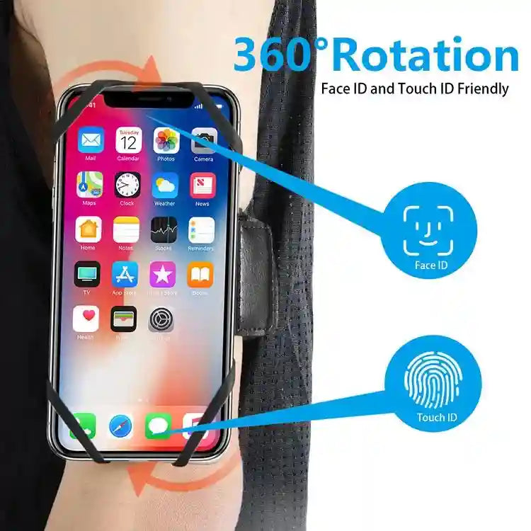 Running Phone Armband Waterproof Silicone Case Black - Tidesmit Tidesmit