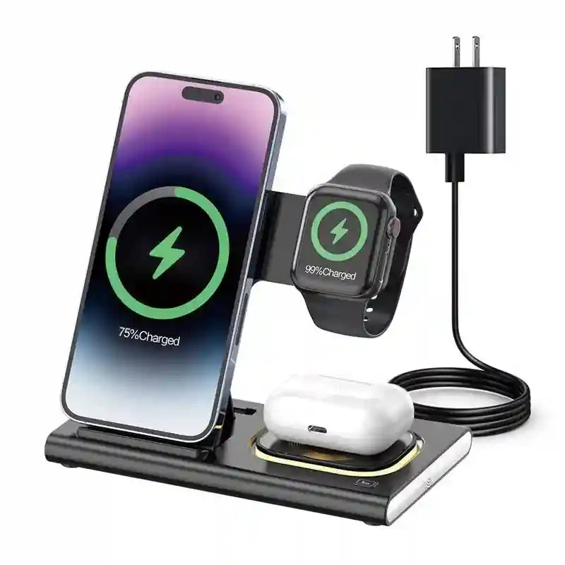 3-in-1 Fast Wireless Charging Station for Apple and Samsung Devices Tidesmit