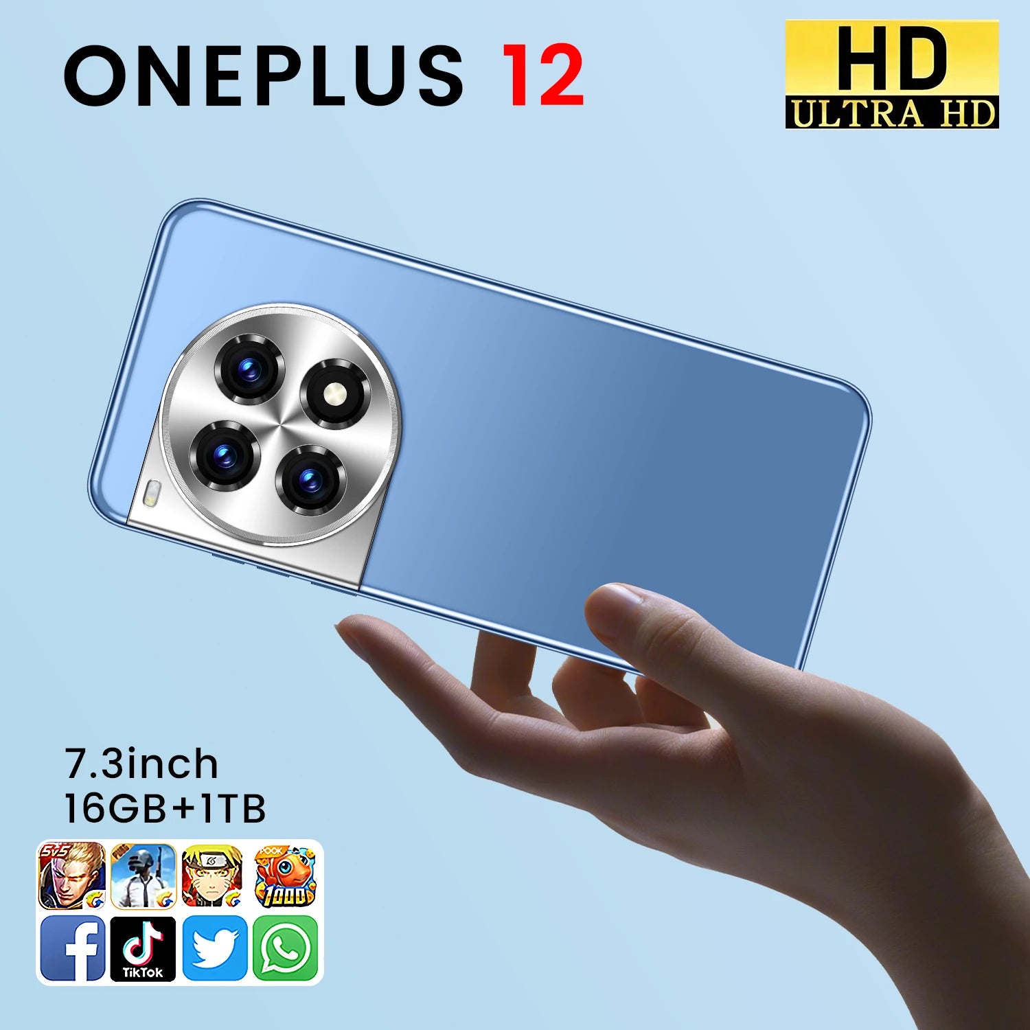 OnePlus 12 5G Smartphone 1TB 16GB RAM AMOLED Display Blue Tidesmit