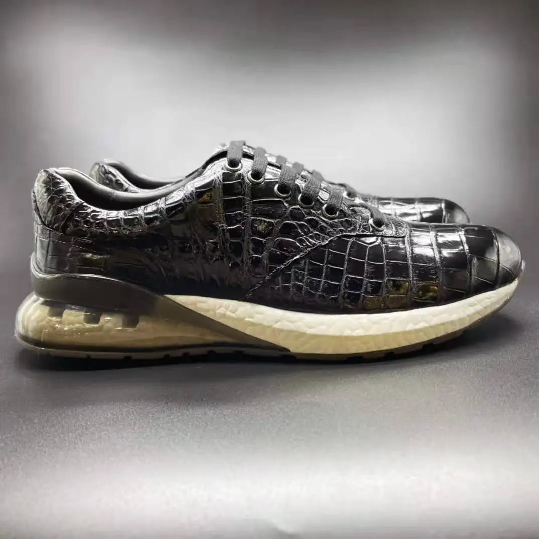Goodyear Welt Custom Shoes Men Genuine crocodile Leather Popular Outdoor Sneakers Running alligator Skin Sports Men's Shoes