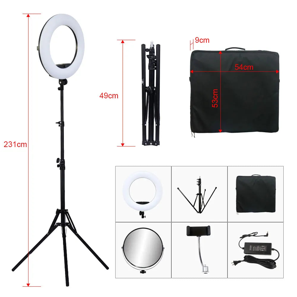 18-Inch LED Ring Light Kit - Adjustable Studio Content Creation Lighting Tidesmit