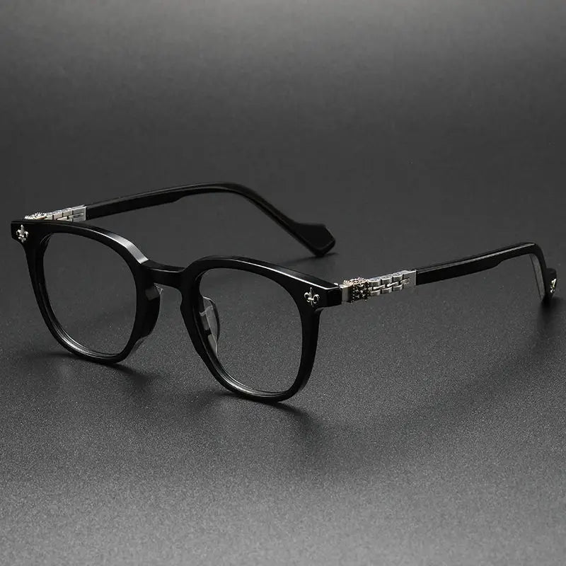 9681 Designer Brand Luxury Eyeglasses Montura Gafas Retail Eyewear Frames with Titanium and AC Lens Printed Pattern