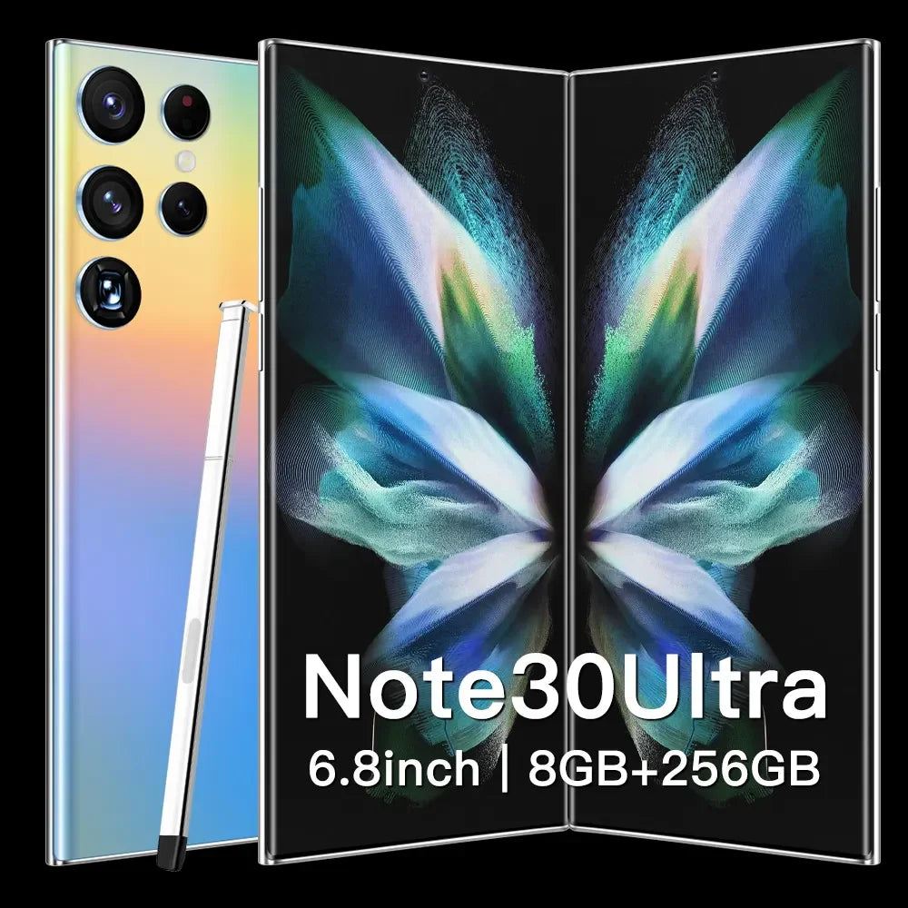 Note 30 Ultra smartphone with 7.3 inch AMOLED display and 5G connectivity viewed from the side