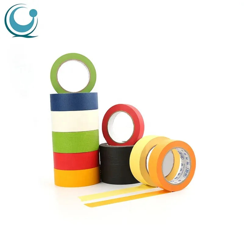Heat-resistant masking tape rolls, striped colors: green, blue, red, yellow, black