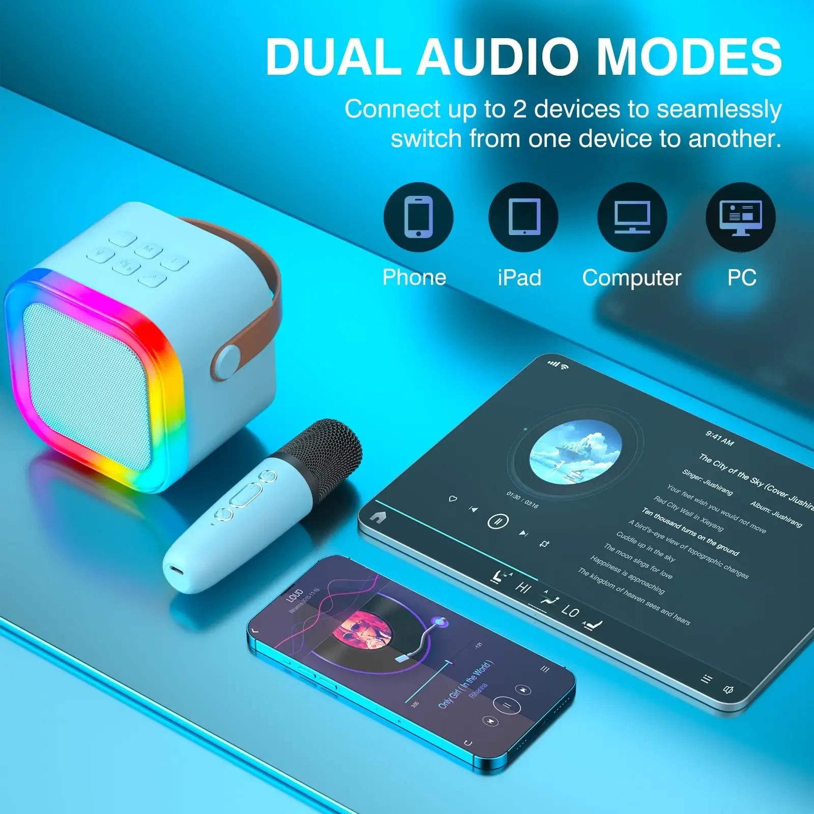 Portable Bluetooth Speaker with Dual Microphones - White Wireless Audio My Store