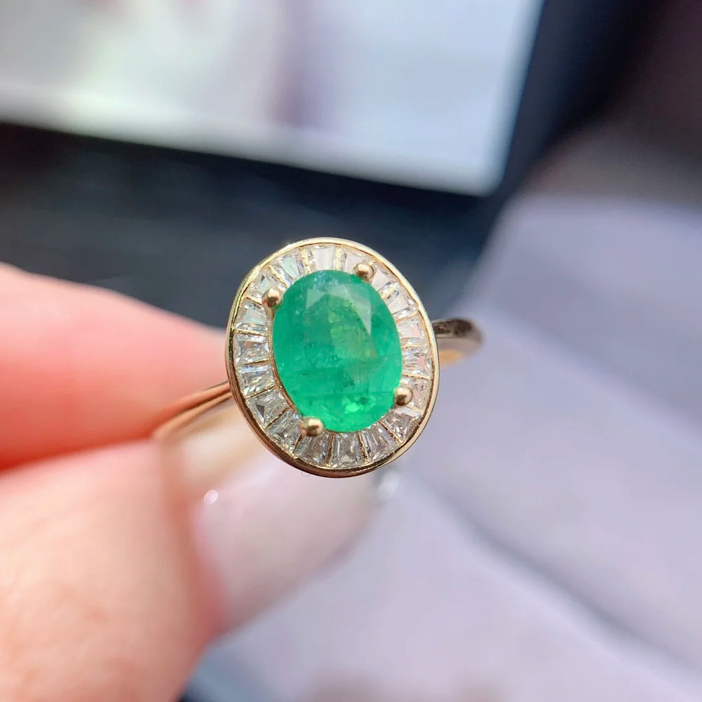 Good Price 925 Sterling Silver Natural Emerald Women's Wedding Ring Engagement Anniversary