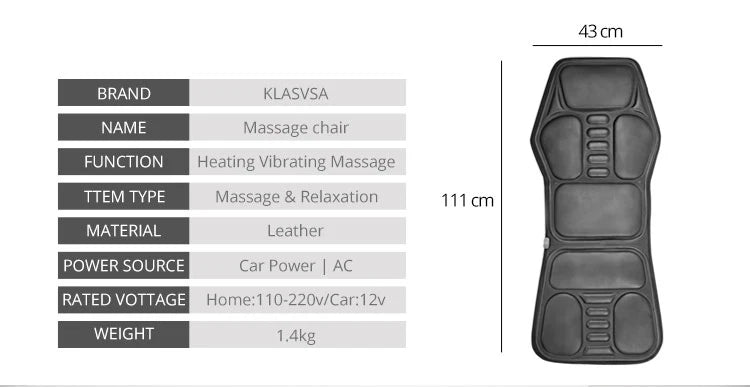Electric Back Massager Cushion with Heat for Deep Tissue Muscle Relief Massage Cushion Tidesmit