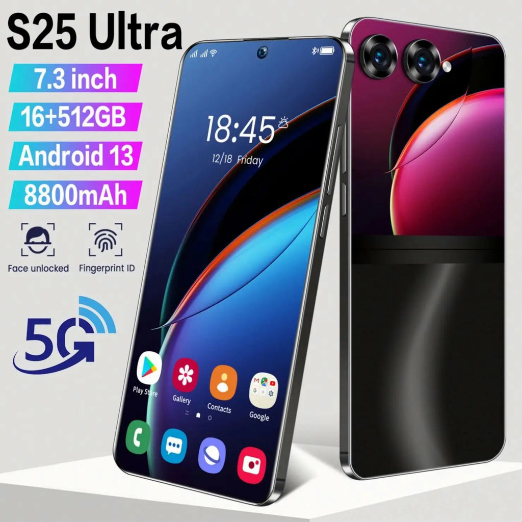 Tidesmit Samsung S25 Ultra 5G Android 14 smartphone featuring 16GB RAM and 512GB storage in sleek global design.