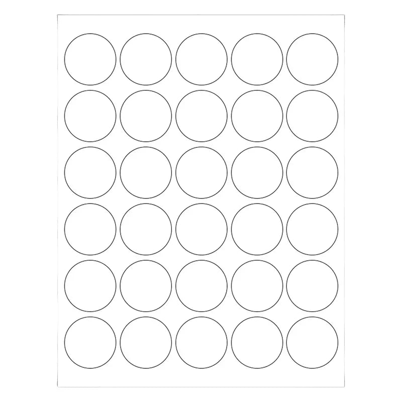 Printable sticker sheet with white round label circles in a grid layout