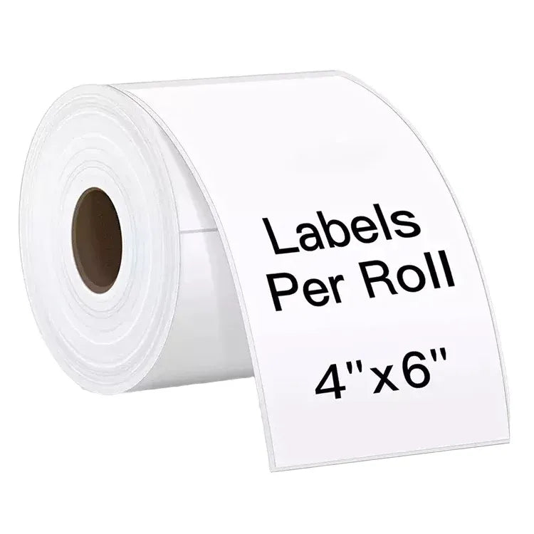 White glossy self-adhesive heat transfer label roll, 4 x 6 in blank sheets