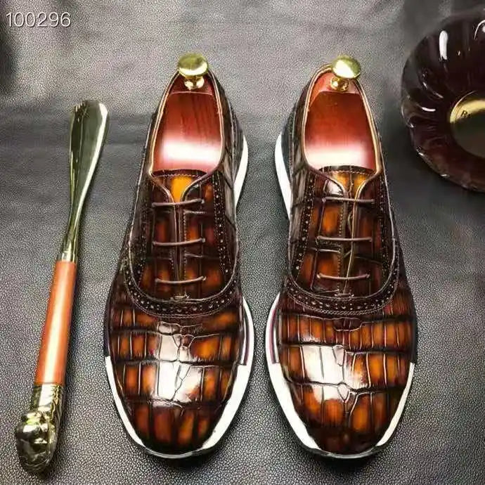 High Quality Elegant Men Shoes Sneakers Luxury Genuine Crocodile Leather Men Walking Shoes Goodyear Custom Business Mens Shoes