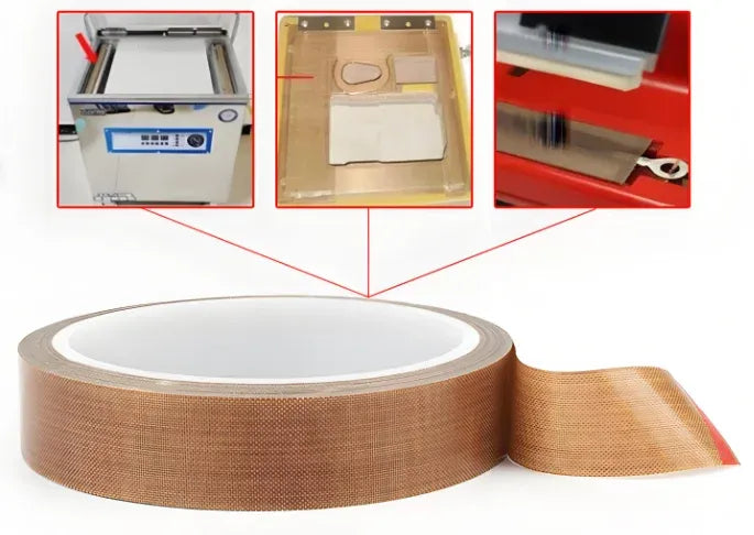 Brown PTFE sealing tape roll with loose tail strip