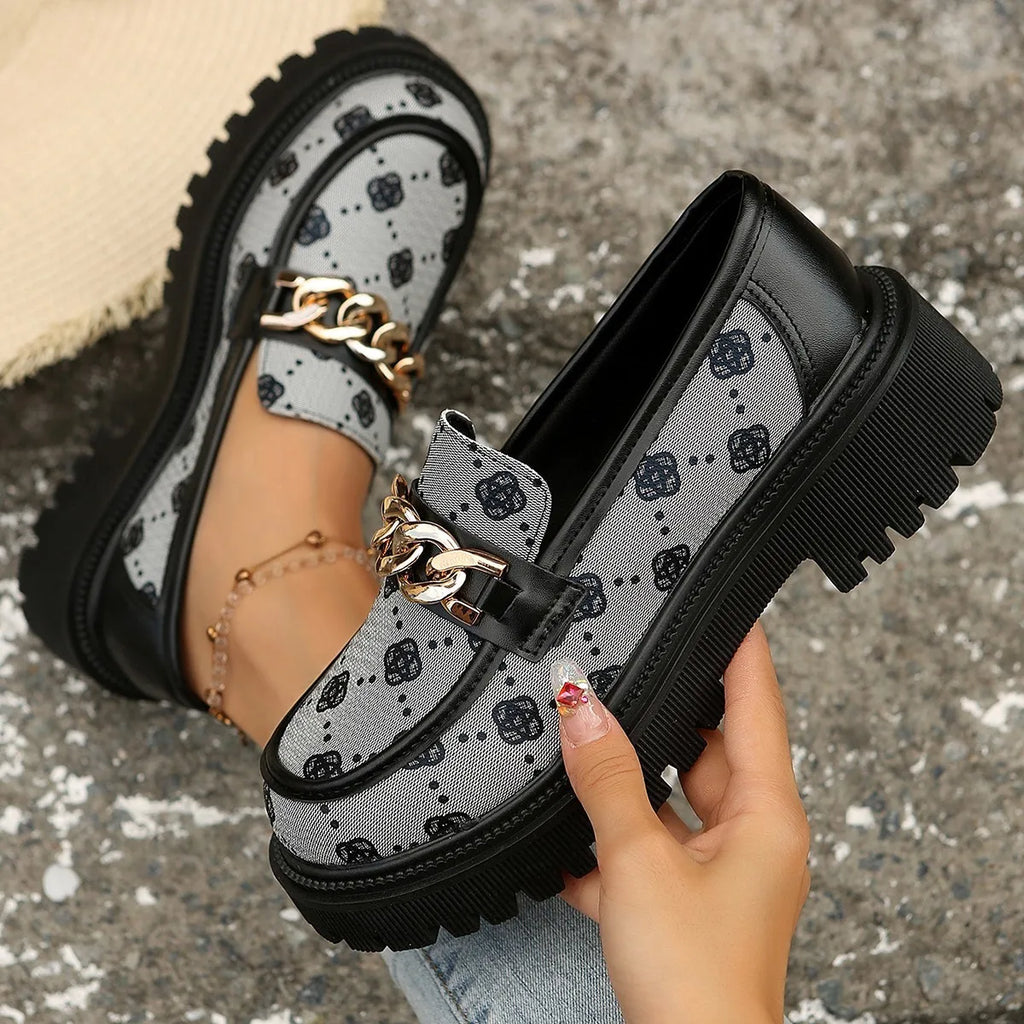 Fashionable Casual Shoes, Women's Thick Soled Shoes, Retro and Elegant French Loafers