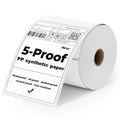 White PP synthetic sticker roll with QR code and 5-Proof product label