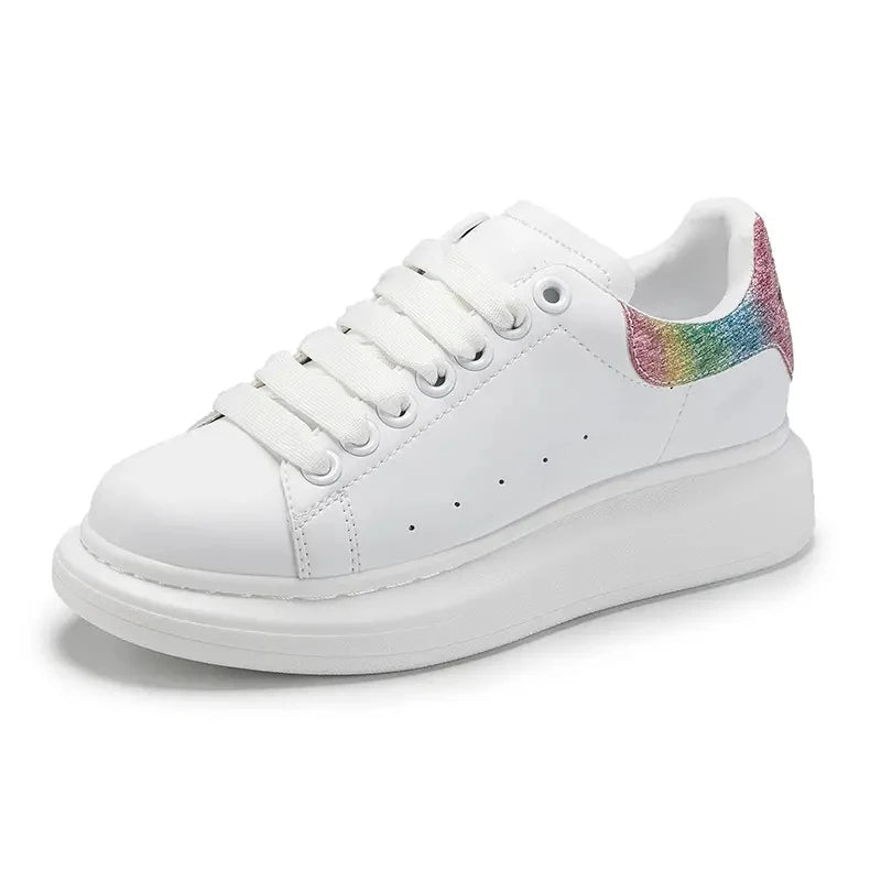 2023 Luxury White Shoes Brand Logo Custom Sneakers Male Female Vulcanize Shoes Thick Bottom Increased Vulcanized Shoes