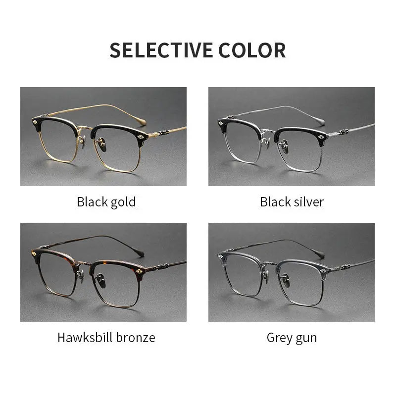Designer Luxury Eyewear for Men Titanium Optical Frames with Gold Acetate and AC Lens Lunette Gafas Lente with Printed Pattern