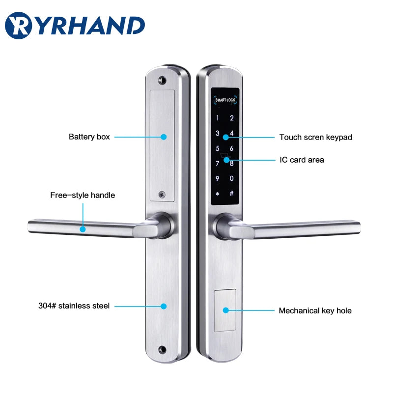 TTLock App Smart Sliding Lock WIFI Electronic Door Lock Bluetooth Digital APP Keypad Code RFID Card Keyless Lock For Hotel/Home
