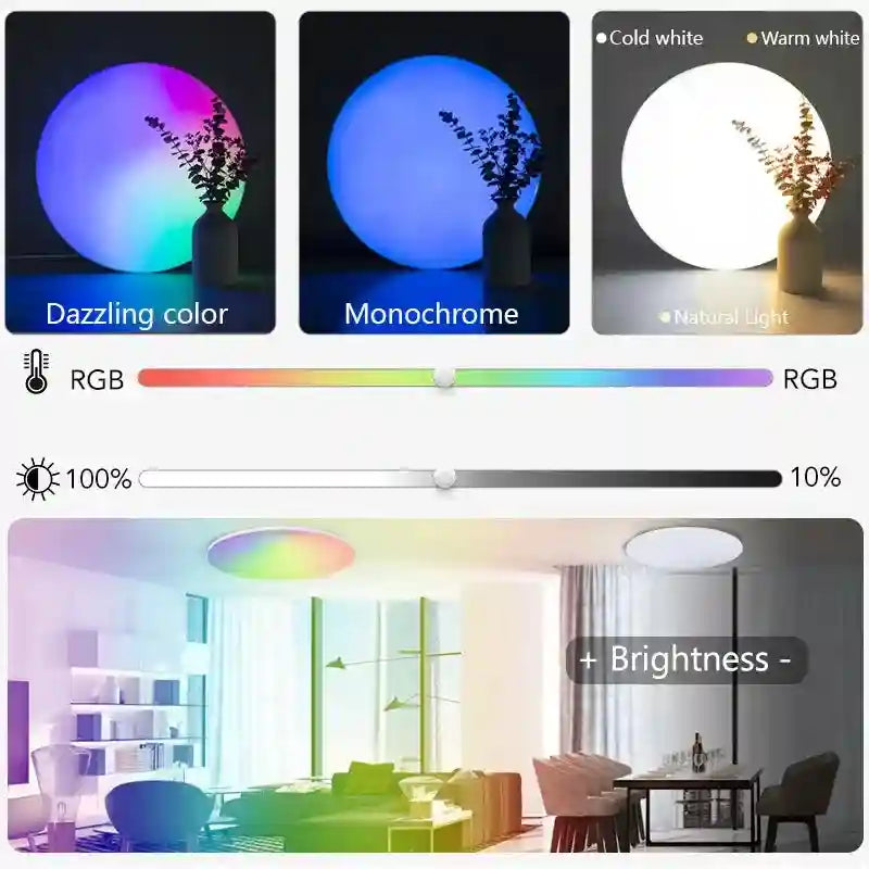 RGB Smart Ceiling Light Bluetooth App Controlled Dimmable 220V Tidesmit