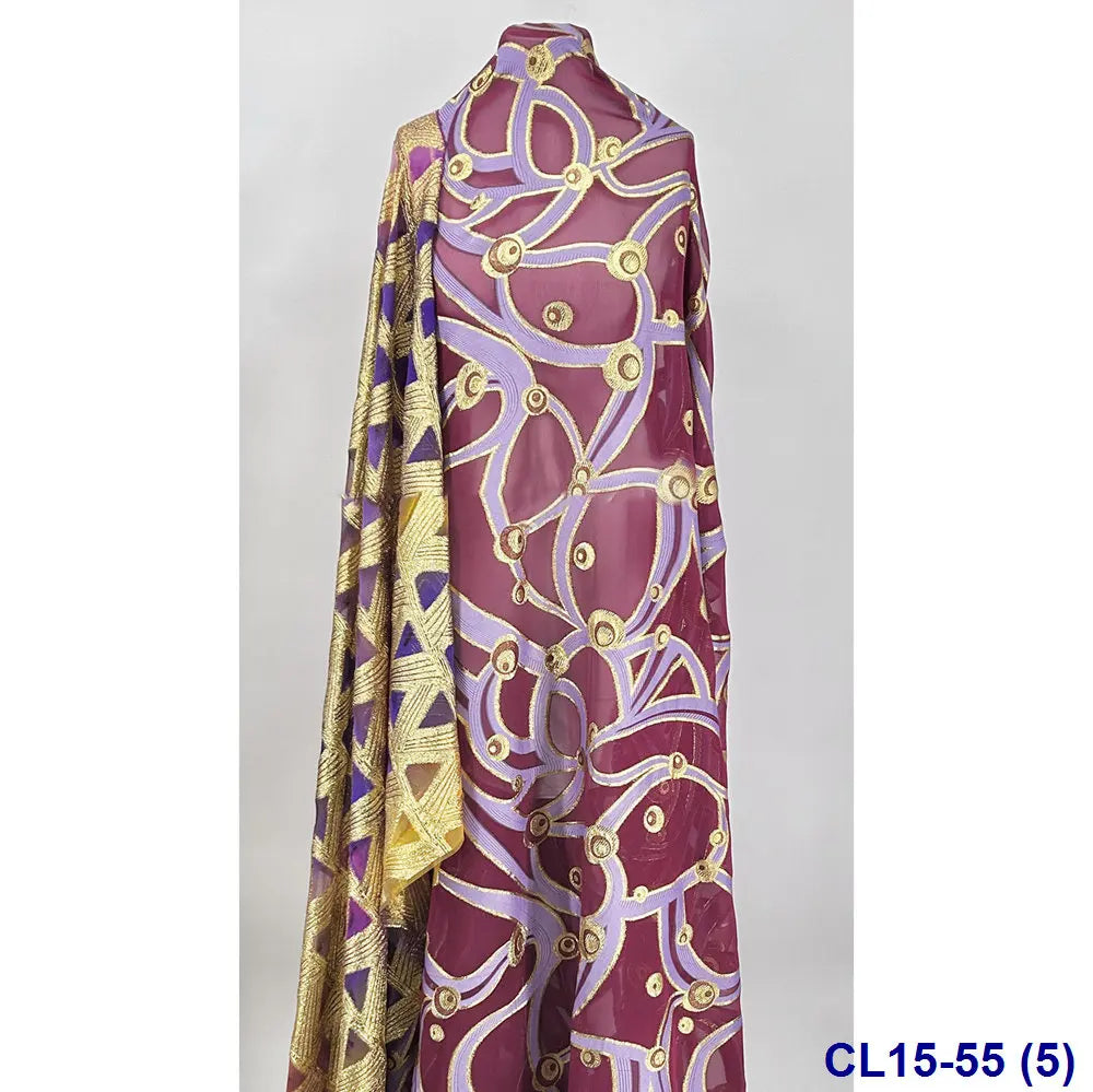 Lisami RTS Luxury Silk Fabric Elegant Multi-Color 3D Metallic Handcut for Dresses Weddings and Curtains