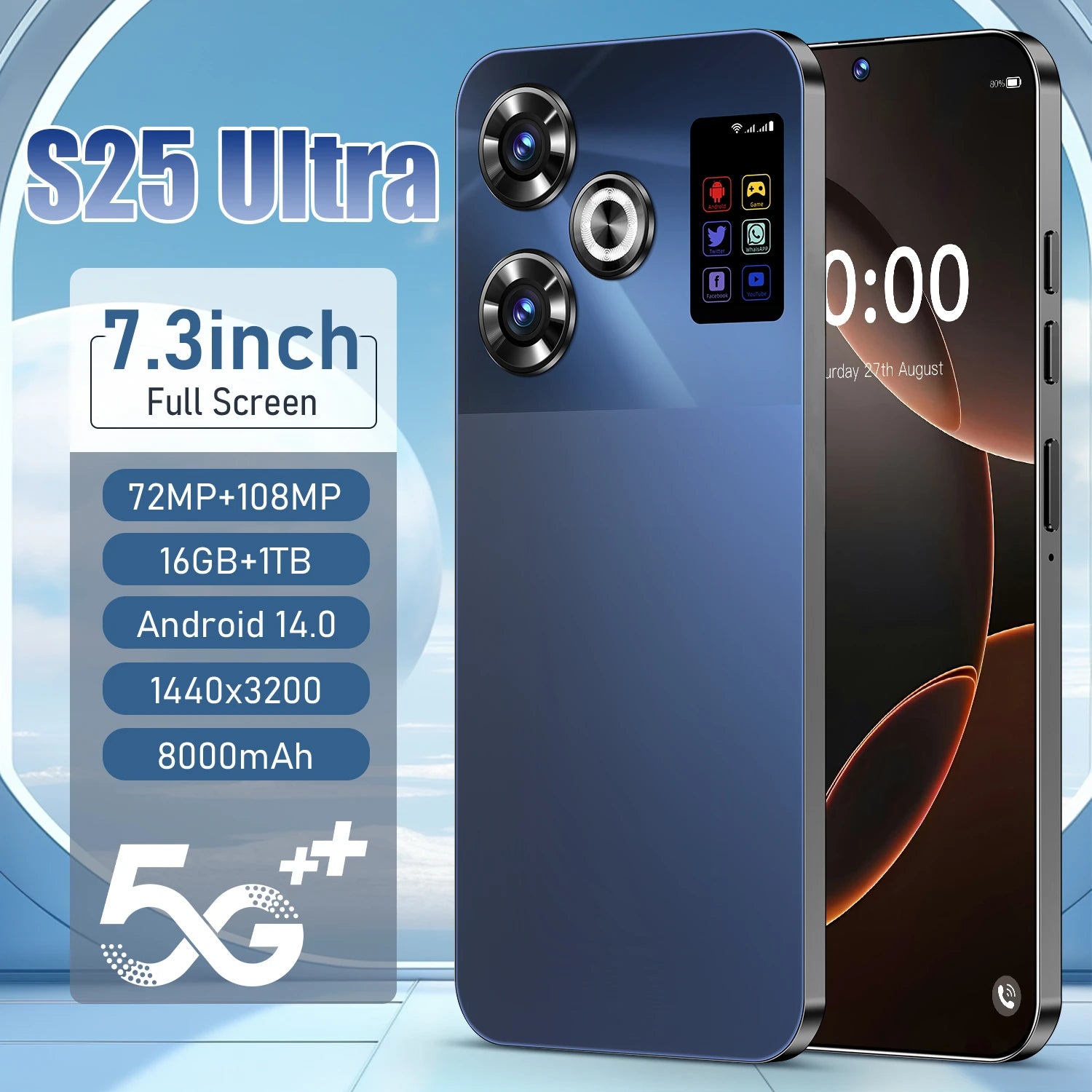S25 Ultra 5G Smartphone, 16GB RAM, 1TB Storage - High Performance Phone Tidesmit