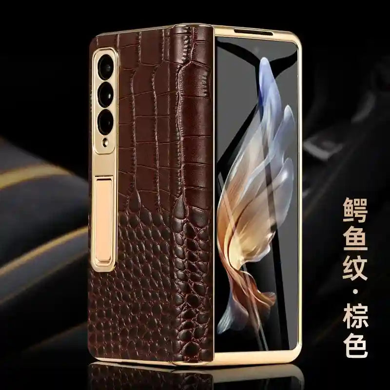 Samsung Galaxy Z Fold 6 Leather Case with Hinge Protection brown1 OPP Bag Tidesmit