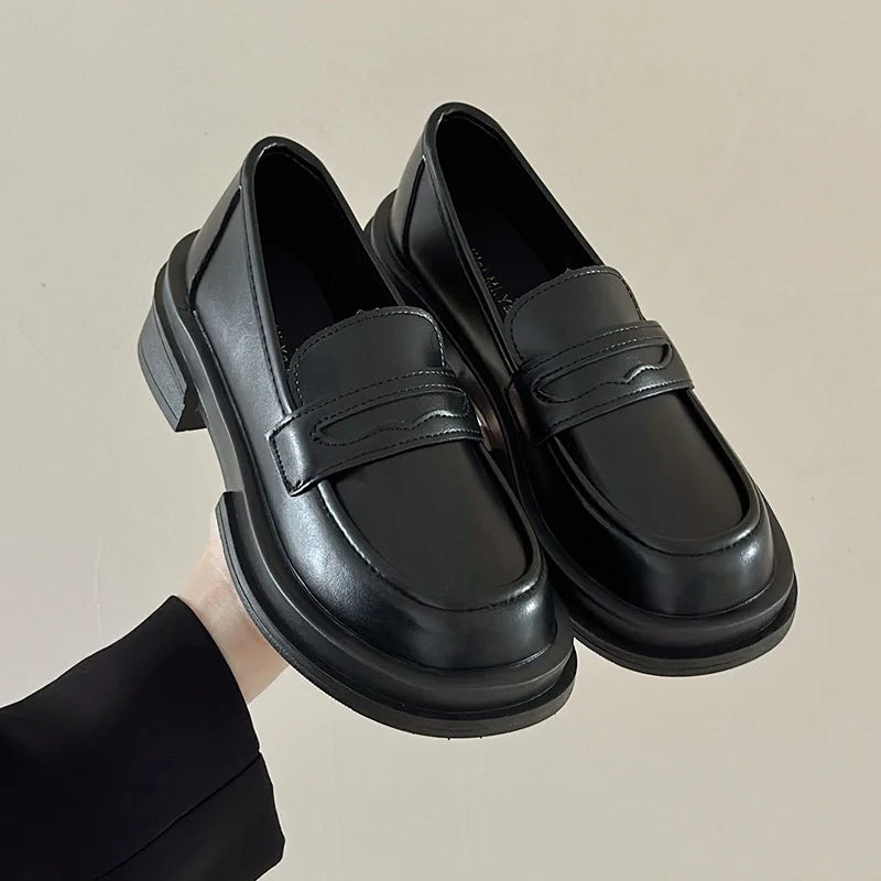 Professional Women's Loafers New British Style Elegant Ballet-Style Flat Small Leather Shoes Soft Peas Light Patent Summer
