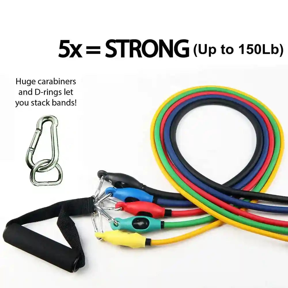 150lb Resistance Bands Set - 11 Piece Professional Home Gym Equipment Tidesmit