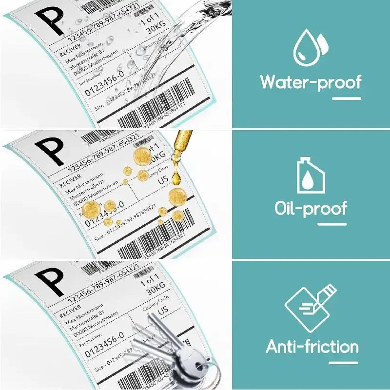 Barcode thermal shipping labels roll with waterproof, oil-proof, anti-friction finish