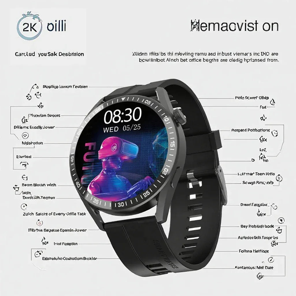 Smartwatch with AMOLED Display, Heart Rate Monitor & Bluetooth Calling WH8-B My Store