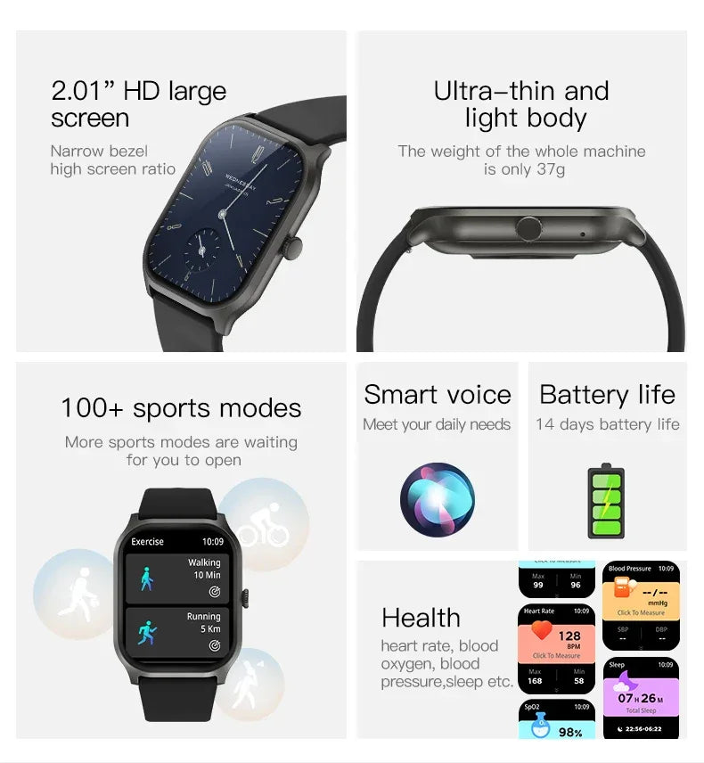 Smartwatch & Fitness Tracker ZL77J - 2.01 Inch Waterproof Monitor My Store