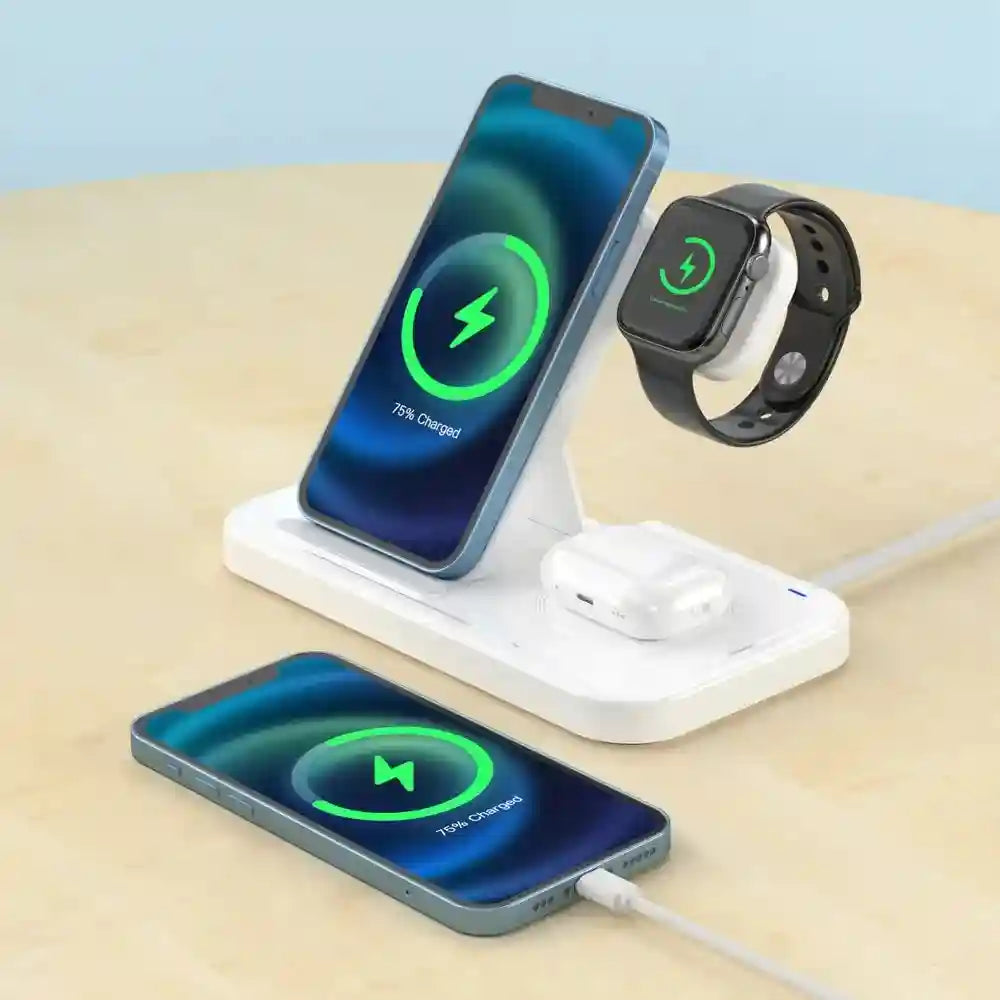 3-in-1 Wireless Charger Station | 15W Qi Fast Charging Pad for Mobile Tidesmit