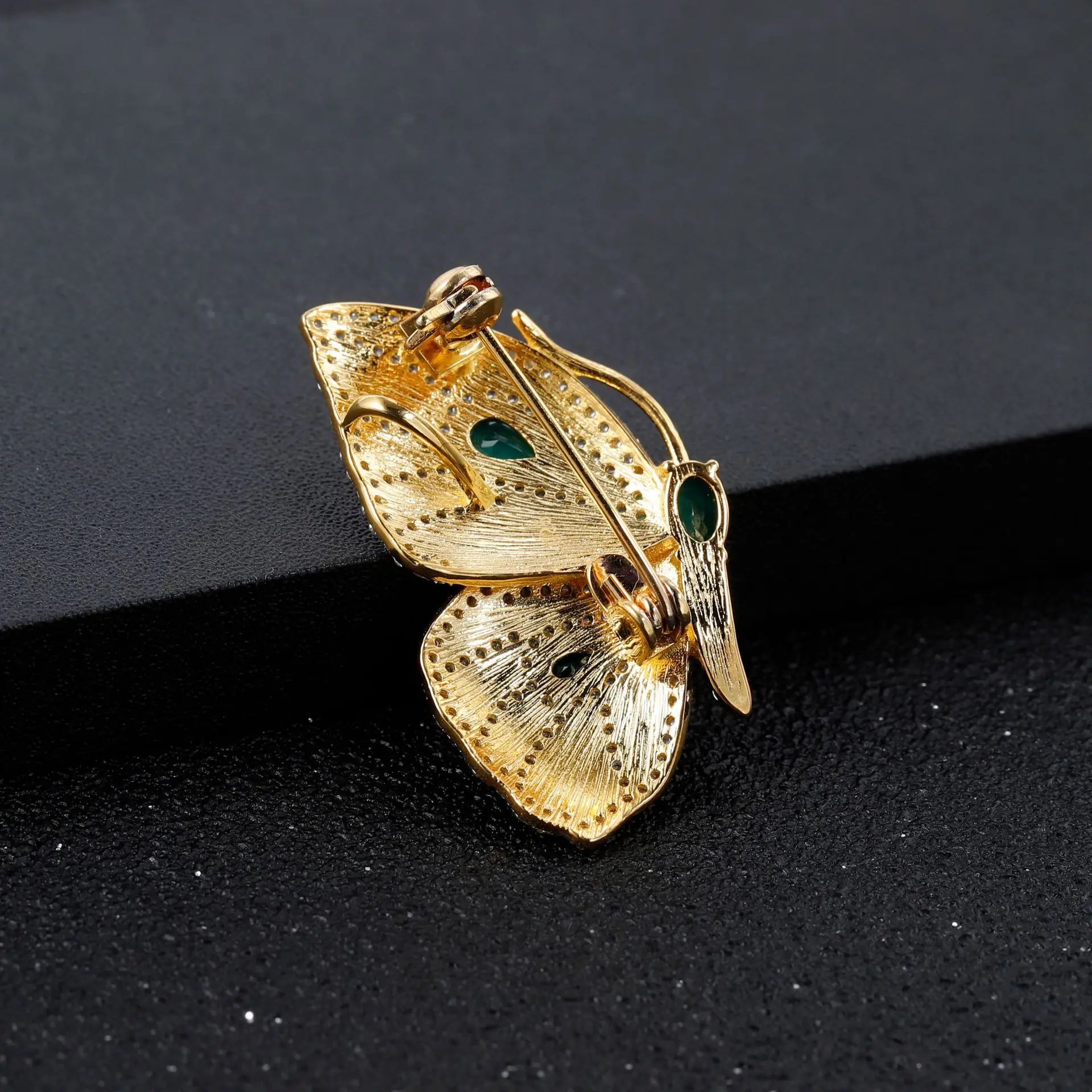 TIANSHE New Chinese Style Vintage Design Gold Butterfly Brooch Pendant High-end S925 Silver Green Agate Pin Jewelry
