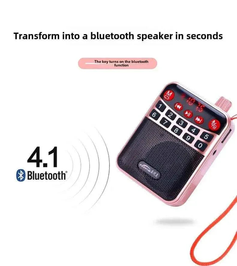 Portable Bluetooth Speaker with Flashlight - Gold & Red Audio Mini Speaker My Store