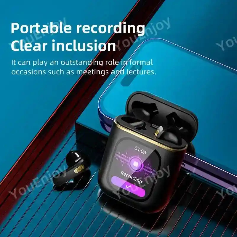 K2 Wireless Earbuds with LED Display by Tidesmit - Black/White Tidesmit