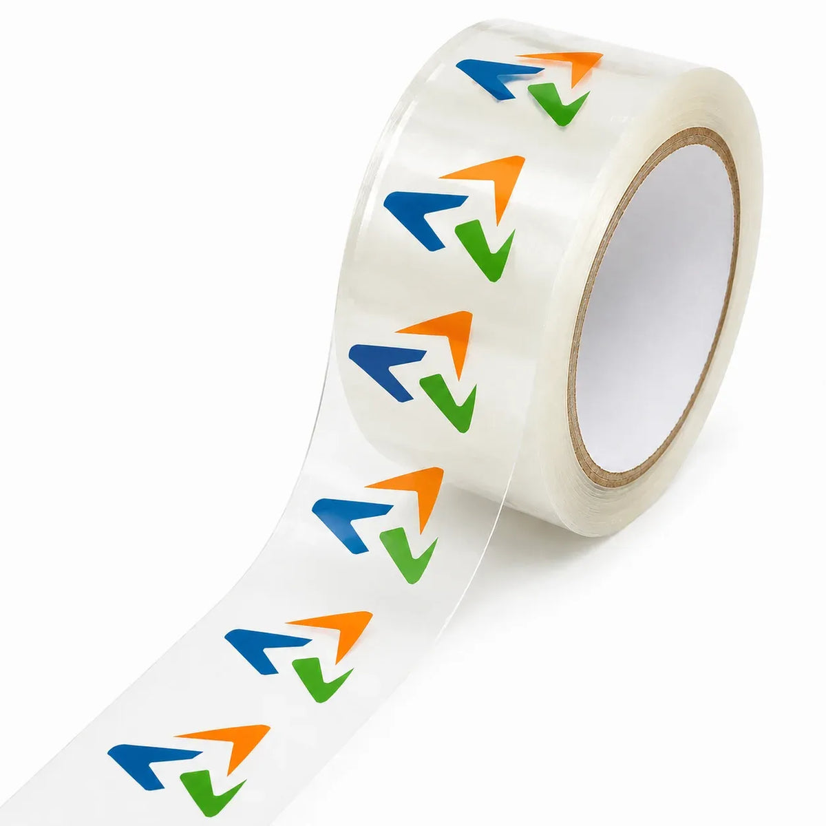 Clear packaging tape roll with blue, orange, and green arrow “4” marks