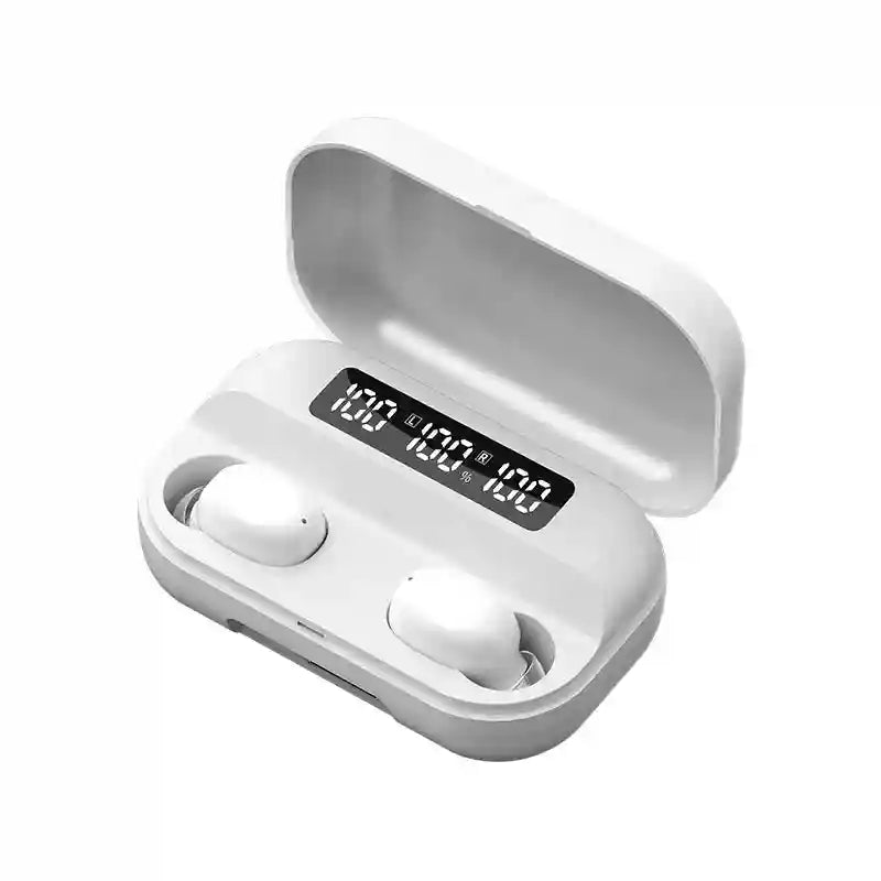 Wireless Sports Earbuds With LED Display - Tidesmit Audio White Tidesmit
