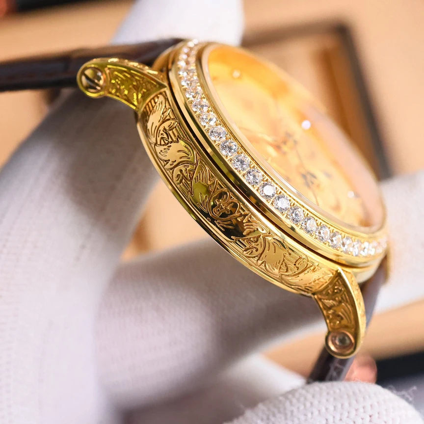 Fashionable Luxury Watches Engraved Dials Calendar Display High Quality Watches for Men Formal Occasions Mechanical Wristwatches