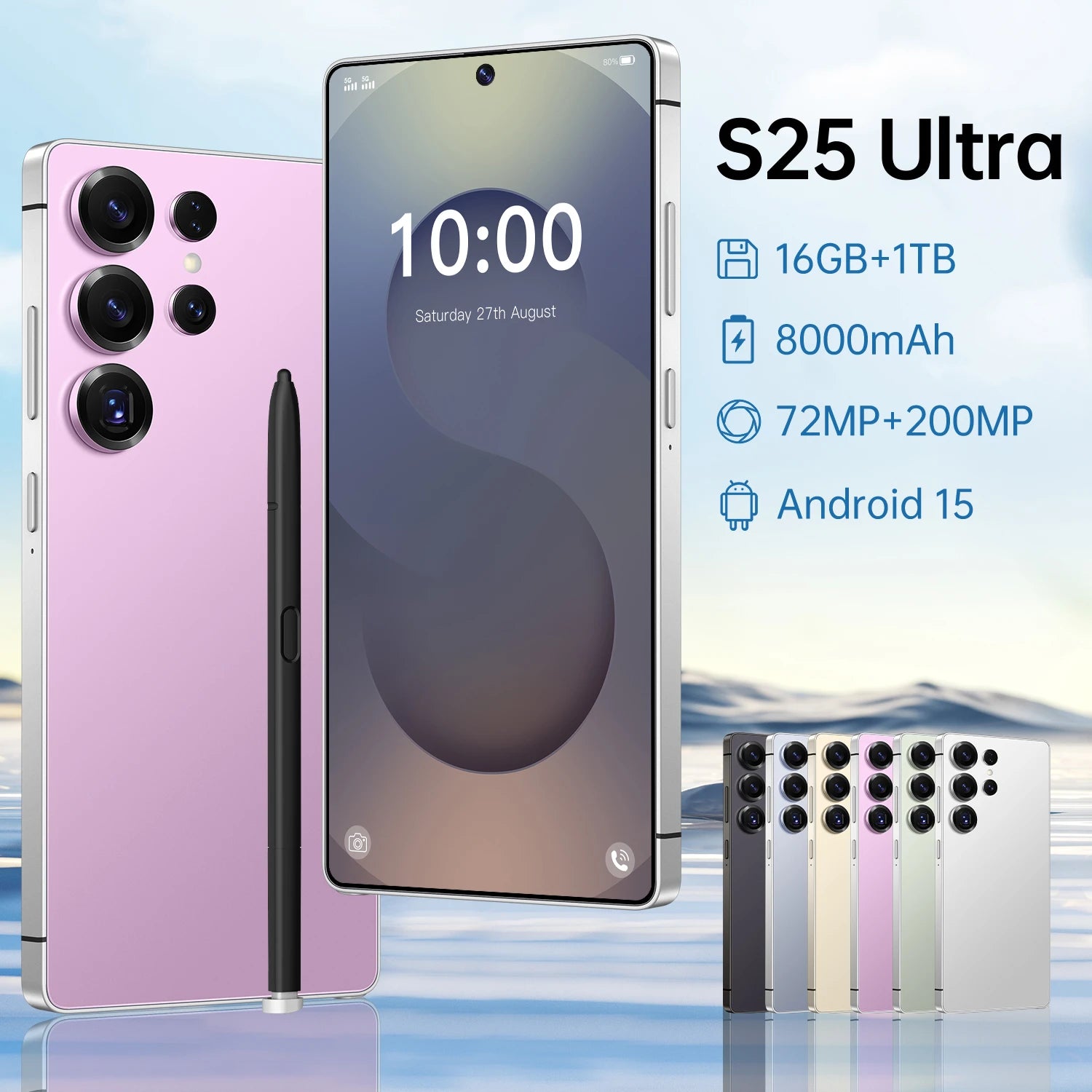 S25 Ultra 5G Smartphone 16GB RAM 1TB ROM - Reliable High-Capacity Performance Pink 16g 1TB Tidesmit